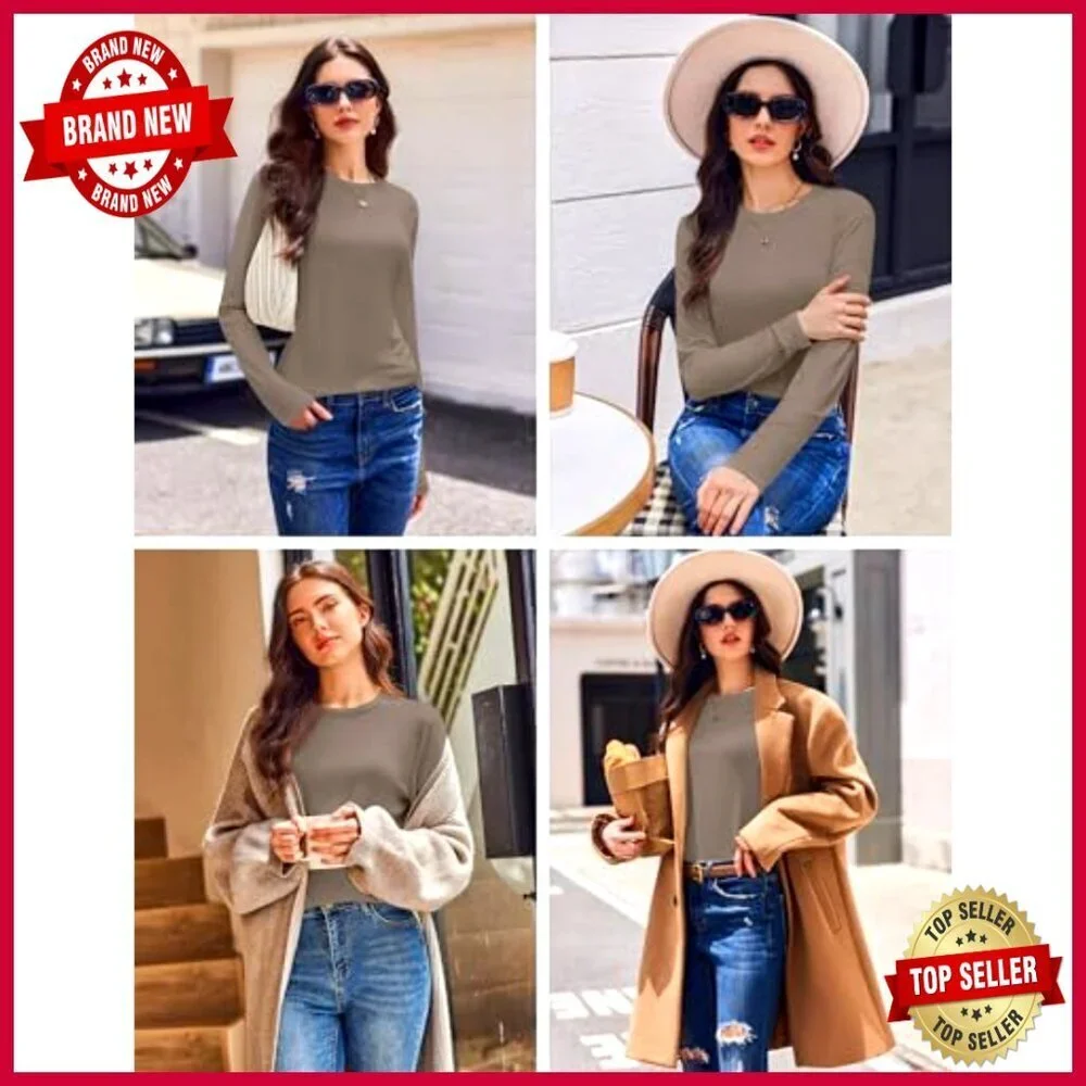 Long Sleeve Thermal Tops 3 Pack, Loose Fit Base Layer, Polyester Spandex